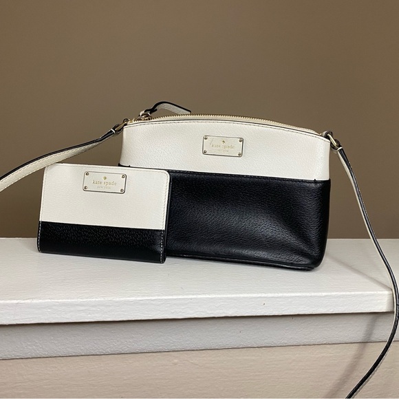 Kate Spade Black Cement Grove Street Millie Crossbody Bag and Wallet - Picture 1 of 9